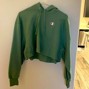 Champion Green Cropped Hoodie